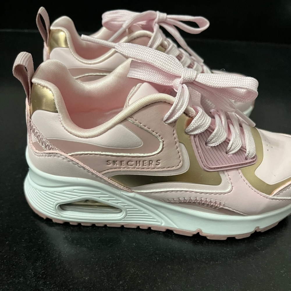 Pink and Gold Skechers kid sneakers; only worn once and in excellent condition